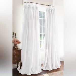 Two Soft Surroundings Linen‎ Balloon Drapery Panels White 48” X 96”